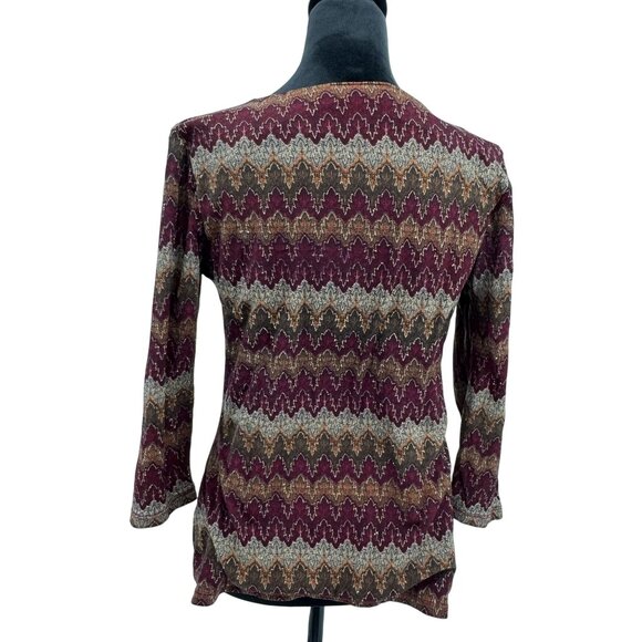 INC Y2K Babydoll Top Womens Size L Nylon Chevron Forest Fairy Empire Waist Vtg - Picture 5 of 6